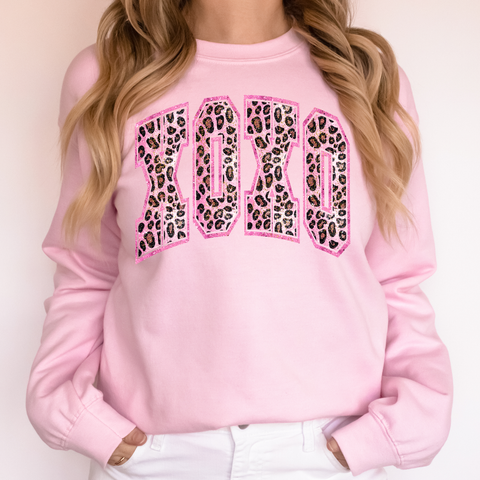 Glittery Leopard Print XOXO, Valentine's Day Love Sweatshirt