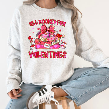 Glittery, All Booked For Valentine's Day, Books, Reading, Booktok, Library Sweatshirt