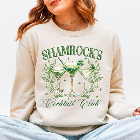 Glittery, Shamrock's Cocktail Club, St Patrick's Day, Funny, Party, Drinking Sweatshirt