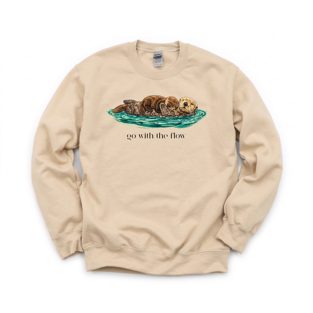 Go With The Flow graphic on Gildan 18000 in Sand