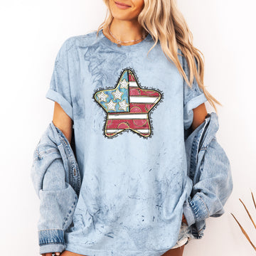 God Bless America Star, Patriotic, Flag, USA, America, 4th of July, Color Blast Tshirt Comfort Colors T-Shirt