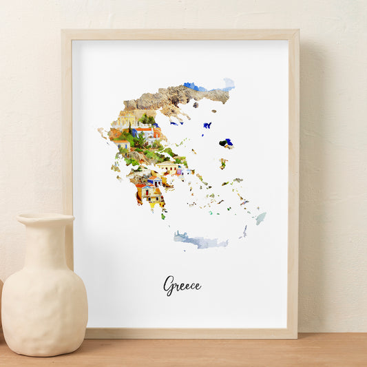 Greece Watercolor Map