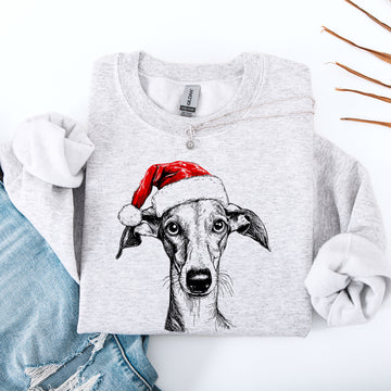 Grey Hound, Santa, Dog, Christmas, Dog Lover, Pet Sweatshirt
