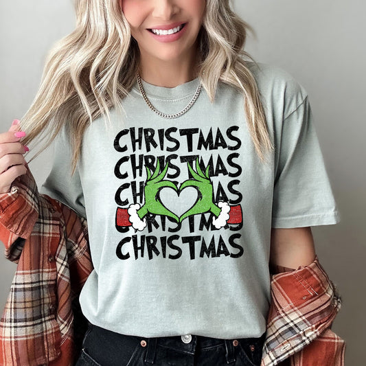 Grinchy Loves Christmas, Heart, Retro, Comfort Colors Tshirt