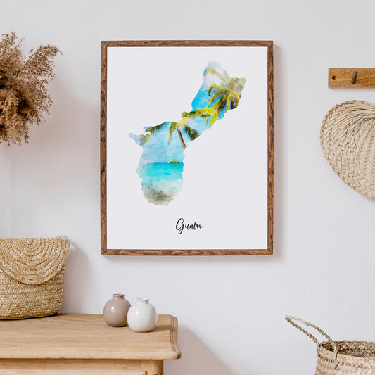 Guam Watercolor Map