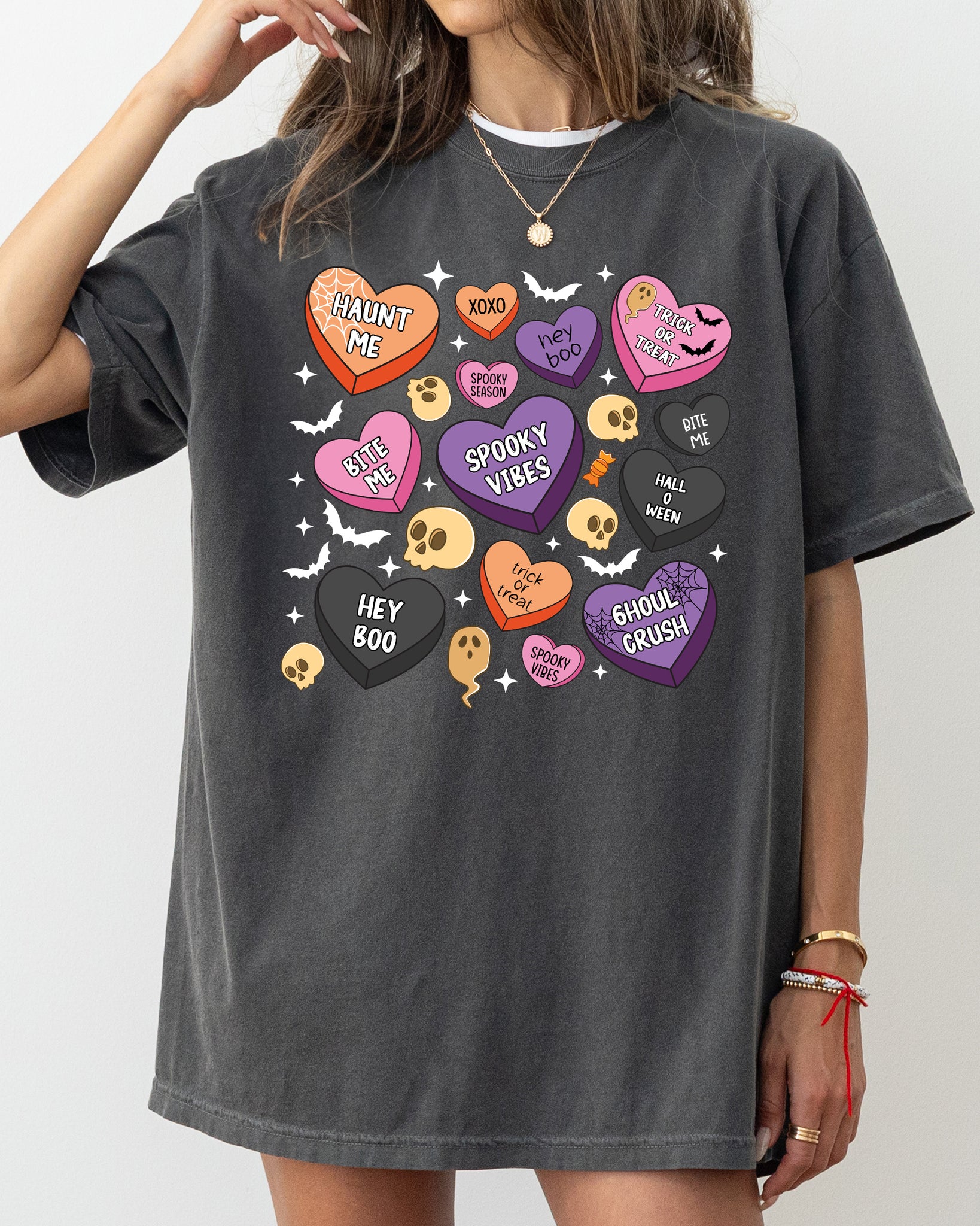 Halloween Candy Hearts, Trick or Treat, Haunted, Spooky, Witch, Cute Shirt Comfort Colors T-Shirt