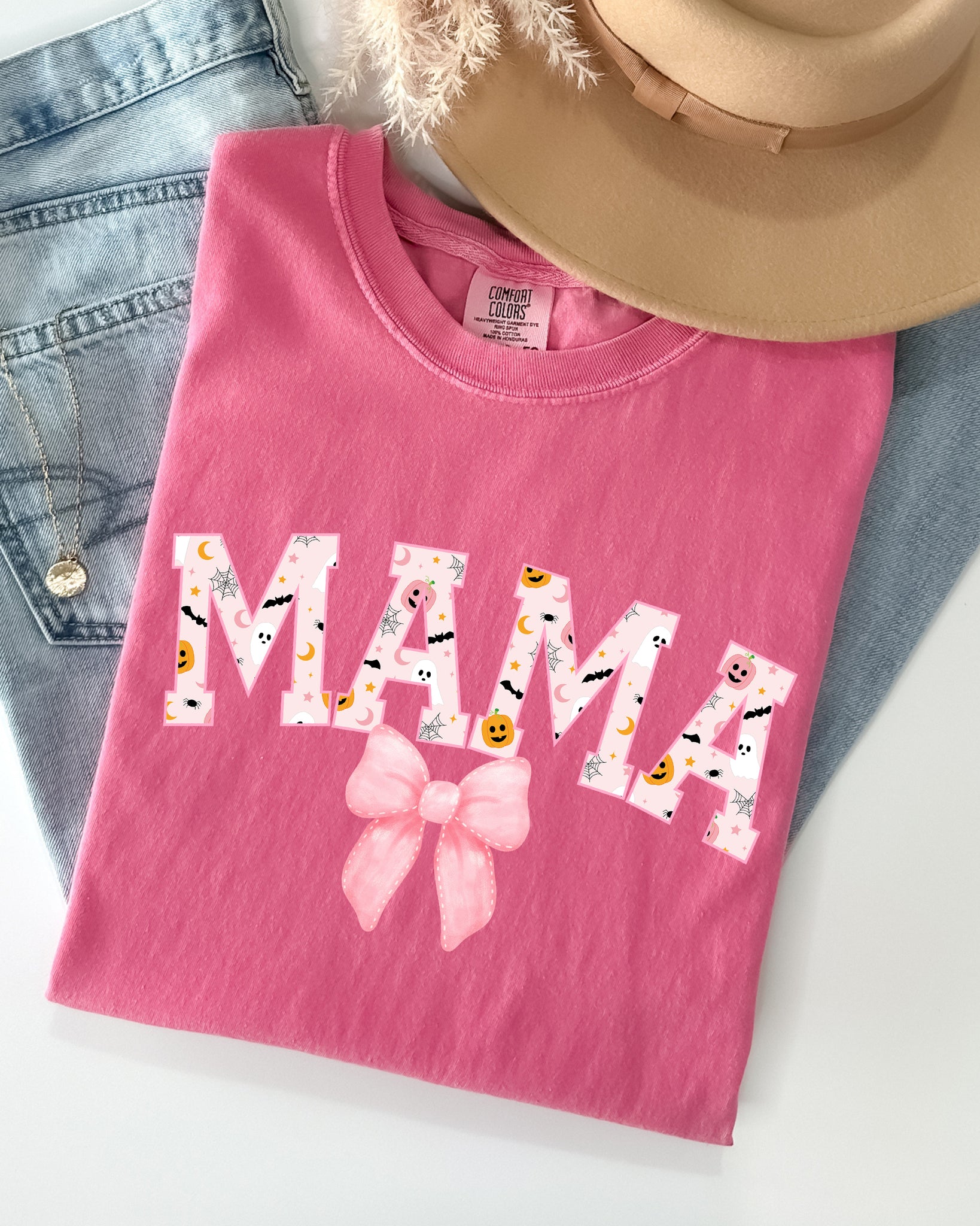 Halloween, Mama, Coquette Ribbons and Bows, Fall, Autumn Shirt Comfort Colors T-Shirt