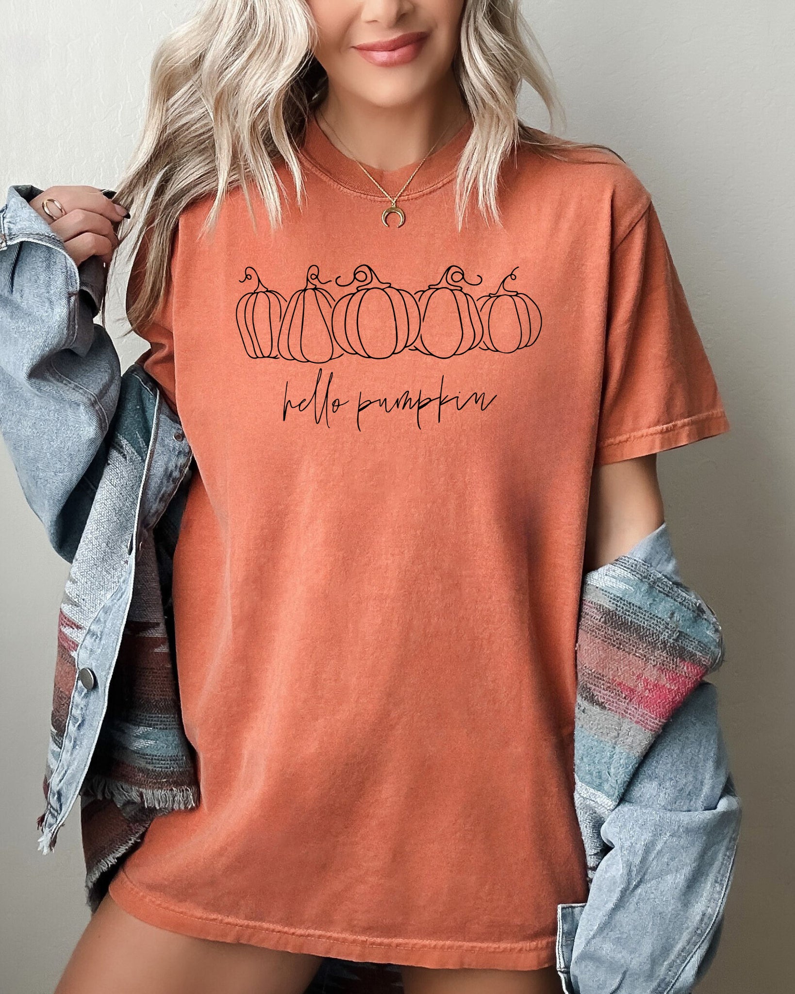 Hello Pumpkin, Minimal, Line Art, Simplicity, Autumn, Fall, Halloween Shirt Comfort Colors T-Shirt