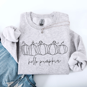 Hello Pumpkin, Minimalist Thanksgiving, Autumn, Fall Sweatshirt