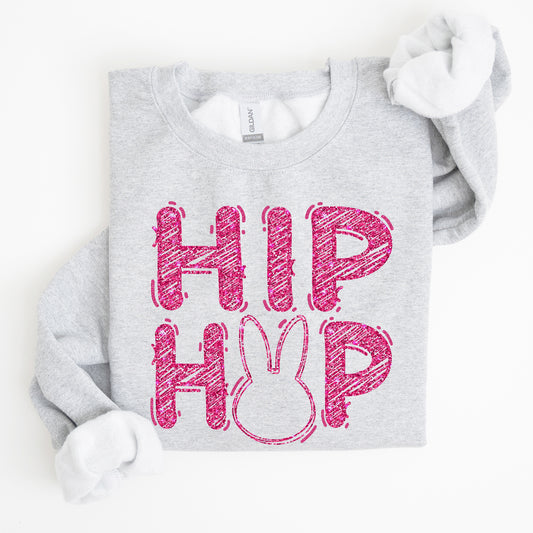 Hip Hop, Retro Glitter Effect, Bunny, Rabbit, Easter Sweatshirt