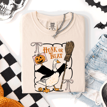 Honk or Treat, Cute Goose, Halloween, Witch, Comfort Colors T-Shirt