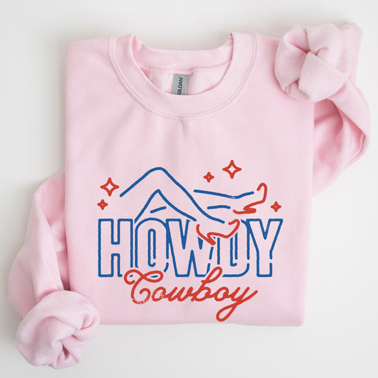 Howdy Cowboy, Neon, Las Vegas, Retro, Western, Country Sweatshirt