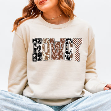 Howdy, Cowboy Print, Cow, Desert, Cactus, Western, Country Sweatshirt