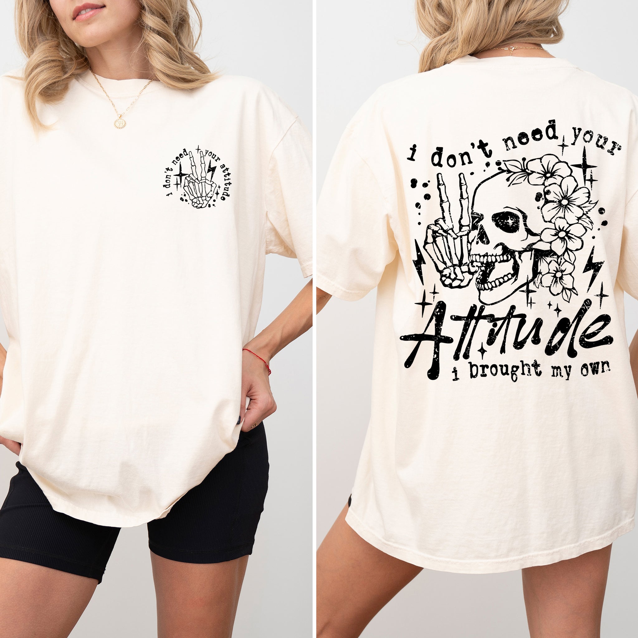 I Don't Need Your Attitude, Skeleton, Funny, Beach Wear, Summer Fun, Front and Back, Tshirt Comfort Colors T-Shirt