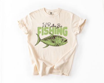 I'd Rather Be Fishing, Boat, Lake Life, Sea Life, Camping, Outdoor, Nature, Travel, Comfort Colors T-Shirt