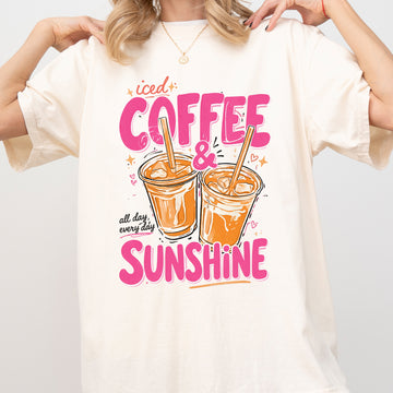 Iced Coffee and Sunshine, Caffeine, Summer Comfort Colors T-Shirt