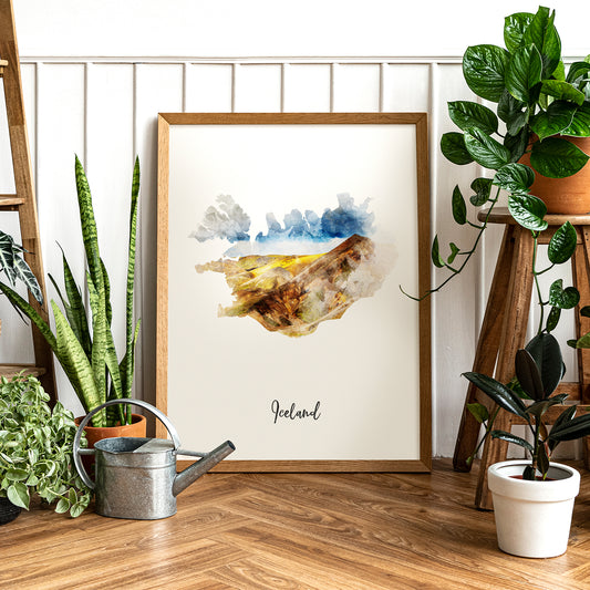 Iceland Watercolor Map