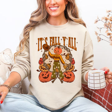 It's Fall Y'all, Cute, Jack O Lantern, Halloween, Autumn Sweatshirt