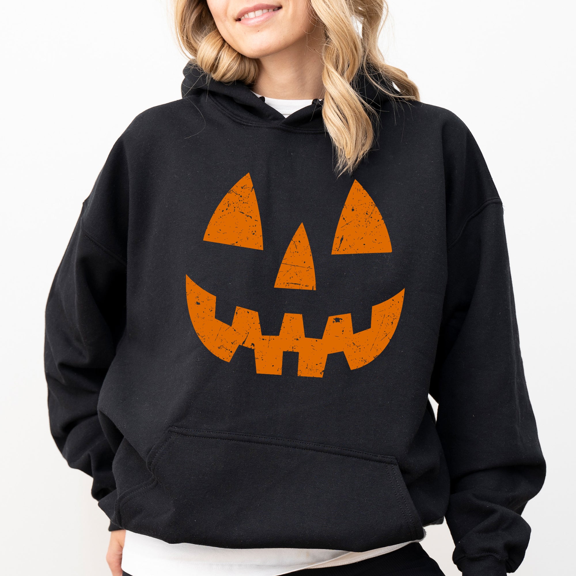 Jack O Lantern Pumpkin Cute Halloween Spooky Trick Or Treat Costume Witch Hoodie Hooded Sweatshirt