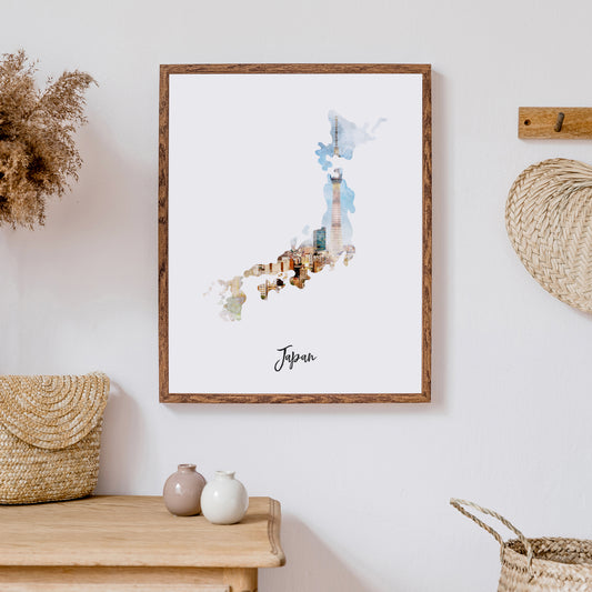 Japan Watercolor Map