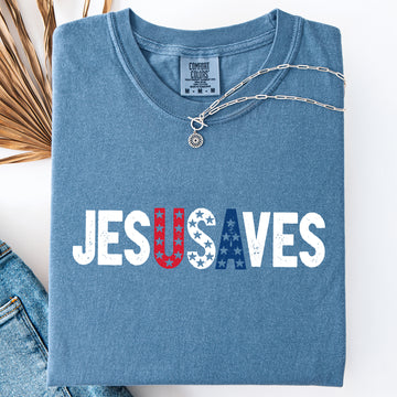 Jesus Saves, USA, Patriotic, Independence Day, America 250 Comfort Colors T-Shirt