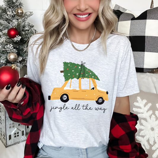 Jingle All The Way, Retro Car, Christmas Tree, Snow Super Soft Tshirt