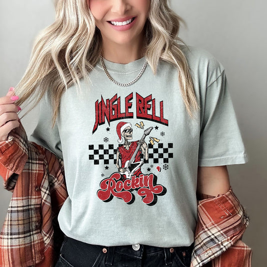 Jingle Bell Rocking, Skeleton, Rock Music, Retro, Comfort Colors, Tshirt