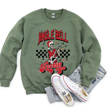 Jingle Bell Rocking, Skeleton, Rock Music, Retro Sweatshirt