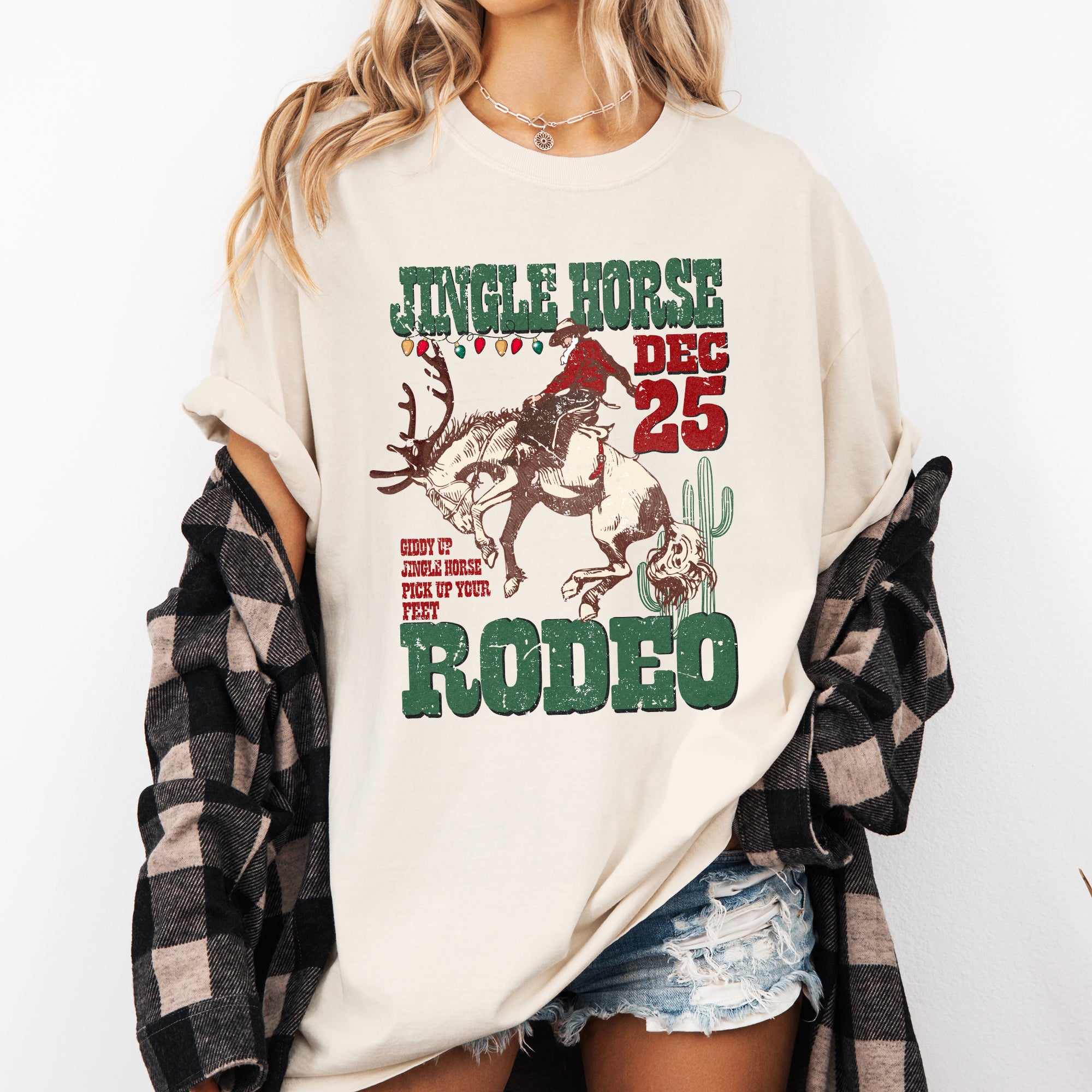 Jingle Horse Rodeo, Christmas, Cowboy, Horse, Country, Western, Santa, Xmas Tshirt Comfort Colors T-Shirt