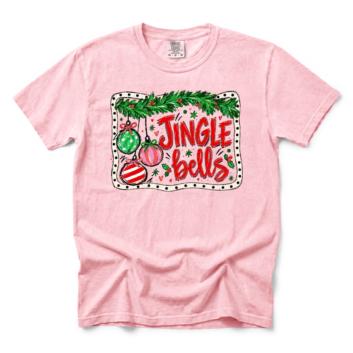 Jingle Bells graphic on Comfort Colors 1717 in Blossom