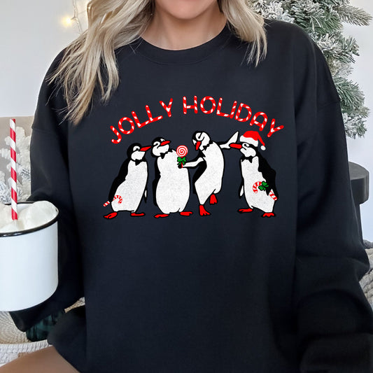 Jolly Holiday, Penguins, Christmas Sweatshirt