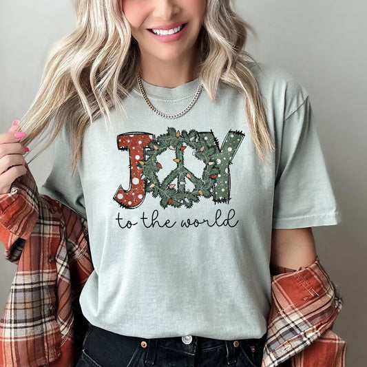 Joy To The World, Peace Wreath, Christmas, Comfort Colors, Tshirt