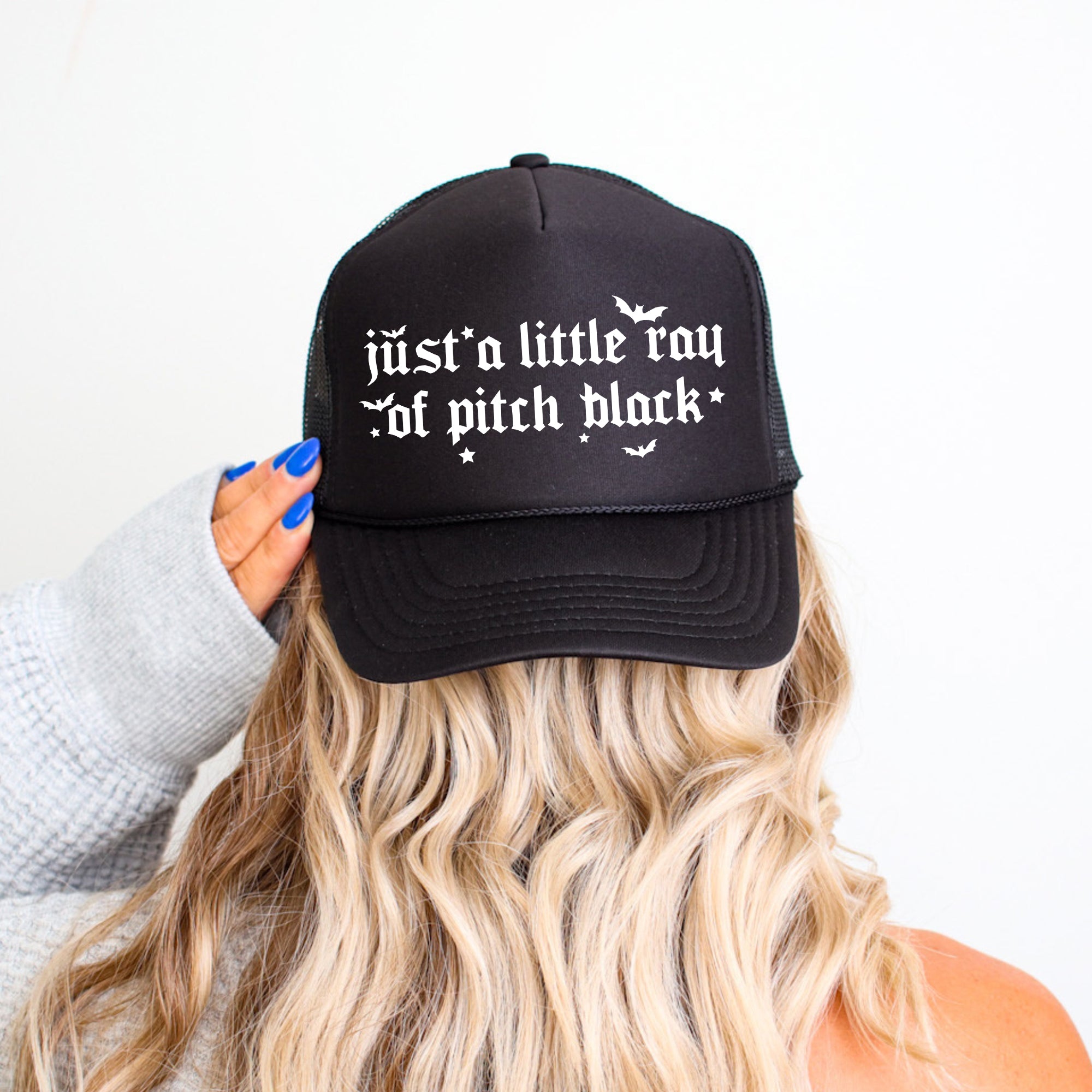 Funny Black Snapback Trucker Hat | Just A Little Ray