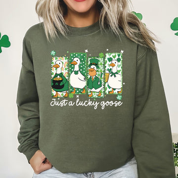 Just A Lucky Goose, Funny, St Patrick's Day Party Sweatshirt