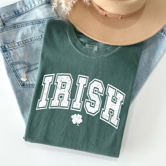 Irish, Retro Lettering, Collegiate, St Patrick's Day Comfort Colors Tshirt