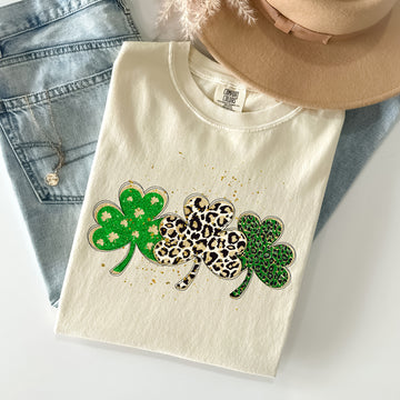 Leopard Print Shamrocks, St Patrick's Day Comfort Colors Tshirt