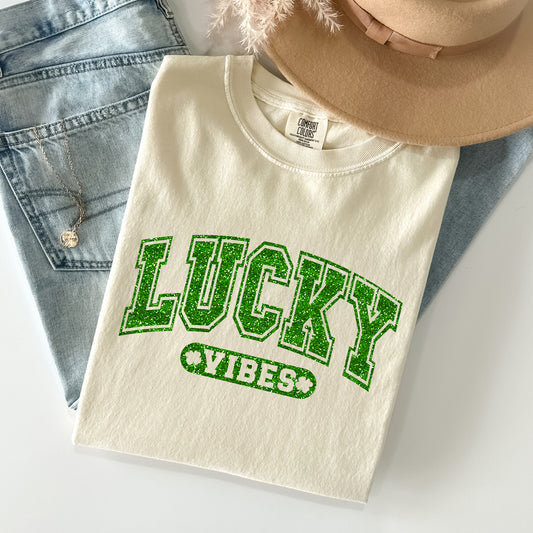 Lucky Vibes, Retro, Vintage, St Patrick's Day Comfort Colors Tshirt