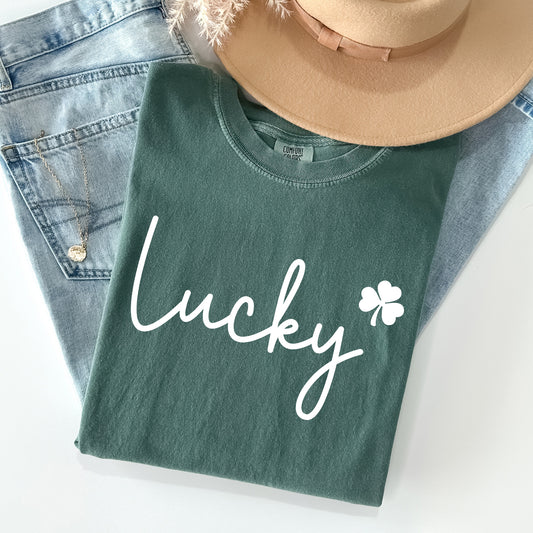 Lucky, Shamrock, St Patrick's Day Comfort Colors Tshirt