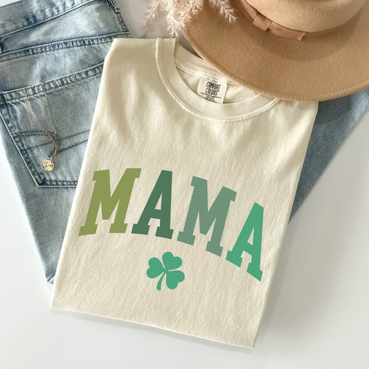 Mama, Shamrock, Collegiate, St Patrick's Day Comfort Colors Tshirt