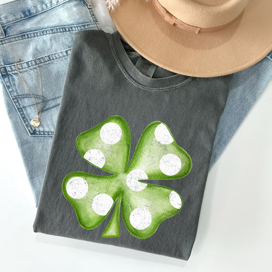 Polka Dot Shamrock, Retro, Vintage, St Patrick's Day Comfort Colors Tshirt