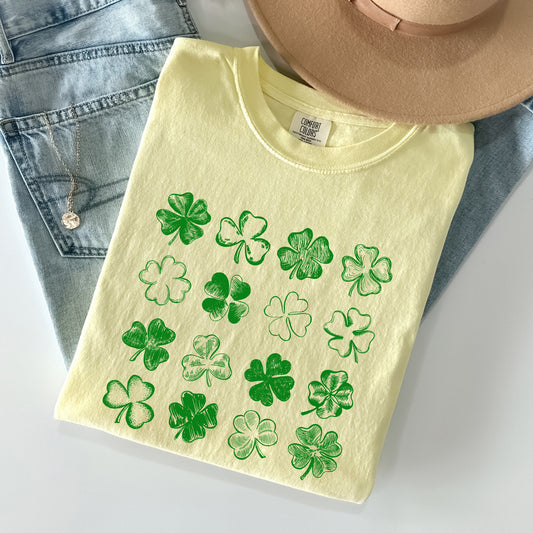 Shamrock Doodles, Retro St Patrick's Day Comfort Colors Tshirt