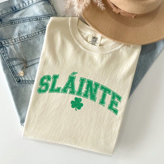 Slainte, Gaelic, Health, Luck, Collegiate, St Patrick's Day Comfort Colors Tshirt