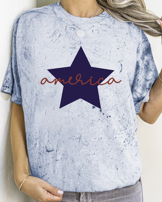 Retro America Star, Red White Blue, Patriotic, Color Blast, Comfort Colors Tshirt