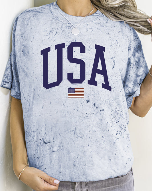 USA Flag, America, Patriotic, Blue, 4th of July Color Blast, Comfort Colors Tshirt