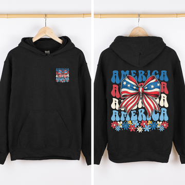 America, Bow, US Flag, 4th of July, USA, Colorful Sweatshirt