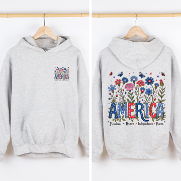 America, Floral, Flowers, USA, 4th of July, Patriotic Sweatshirt