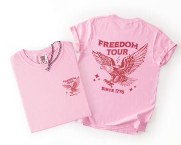 Freedom Tour Eagle America 4th of July Patriotic Bow 1776 Inspired Comfort Colors Tee