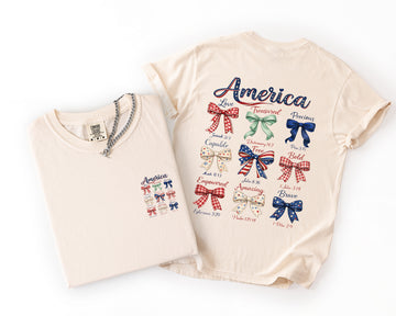 America, Bows, Colorful, 4th of July, USA Comfort Colors T-Shirt
