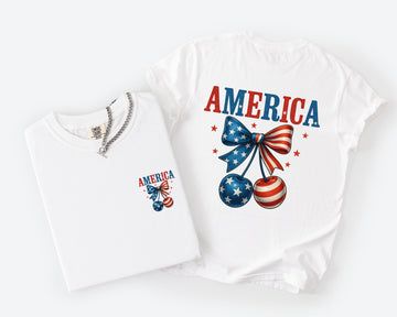 America, Cherries, Flag, USA, 4th of July Comfort Colors T-Shirt