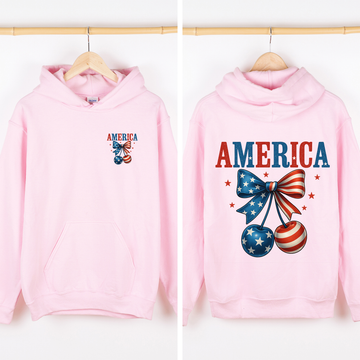 America, Cherries, Flag, USA, 4th of July Sweatshirt